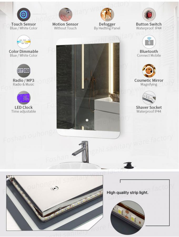 Wall Mounted Defogging Led Bathroom, What Thickness Mirror For Bathroom